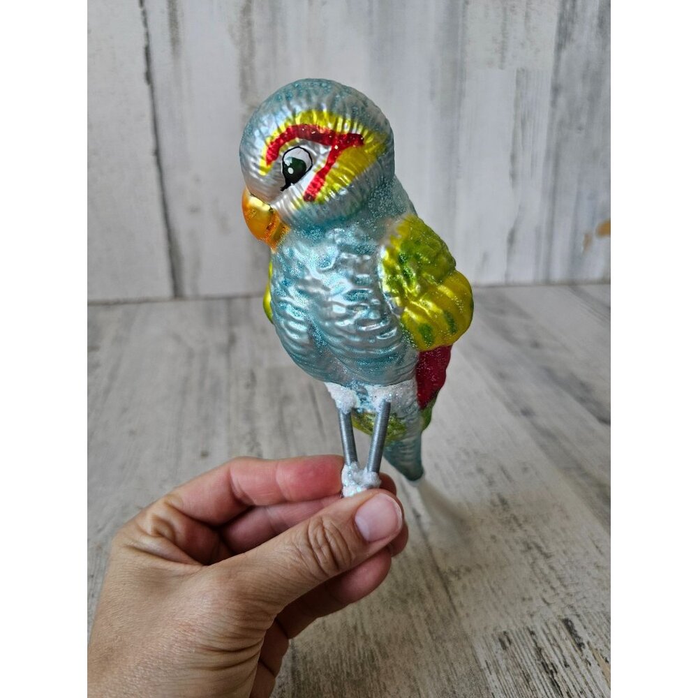 Radko perky pete Parrot‎ bird clip AS IS vintage ornament Xmas tree